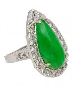 7 88 Carat Jade and Diamond Halo Ring in 18k White Gold - 3500144