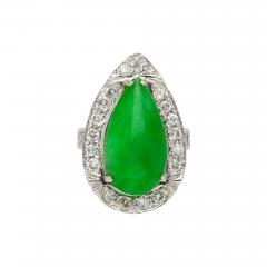 7 88 Carat Jade and Diamond Halo Ring in 18k White Gold - 3517448
