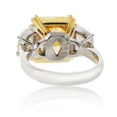 7 carat Radiant Cut Diamond Fancy Yellow Three Stone Diamond Engagement Ring - 4400034