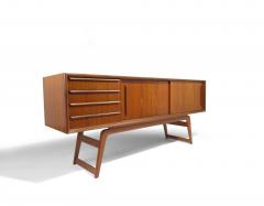 71 Danish Teak Credenza With Sliding Doors on Flared Legs - 4140318