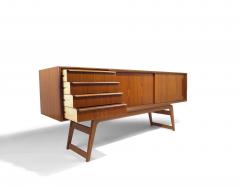 71 Danish Teak Credenza With Sliding Doors on Flared Legs - 4140320