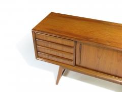 71 Danish Teak Credenza With Sliding Doors on Flared Legs - 4140325