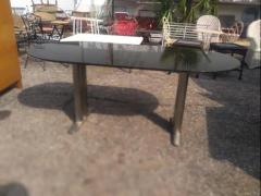 72 John Geiger Brushed Steel And Granite Racetrack Table - 3877612