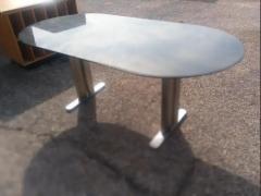 72 John Geiger Brushed Steel And Granite Racetrack Table - 3877622