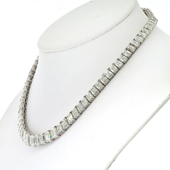 74cttw Emerald Cut GIA Diamond Tennis Necklace - 3950193