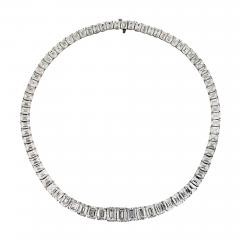 74cttw Emerald Cut GIA Diamond Tennis Necklace - 3952245