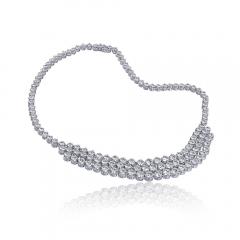 75 Carat Round Cut Diamond Platinum Tennis Necklace and Bracelet Jewelry Set - 3896751