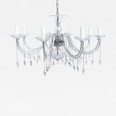 8 Arm Chandelier with Crystal Glass Drops Chain and Canopy Wired Working - 3527607