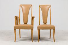 8 English Art Deco Maple High Back Dining Chairs - 4630573