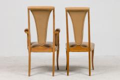 8 English Art Deco Maple High Back Dining Chairs - 4630575