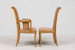 8 English Art Deco Maple High Back Dining Chairs - 4630576