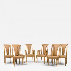 8 English Art Deco Maple High Back Dining Chairs - 4646474