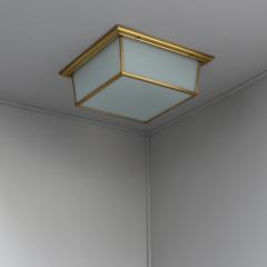 8 Large Fine French Mid Century Bronze Flush Mounts with Saint Gobain Glass - 4678636