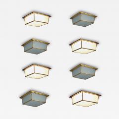 8 Large Fine French Mid Century Bronze Flush Mounts with Saint Gobain Glass - 4738004