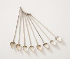 8 Sterling Silver Cocktail Heart Shaped Spoons Straws - 3425304