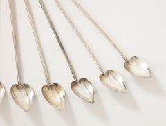 8 Sterling Silver Cocktail Heart Shaped Spoons Straws - 3425305