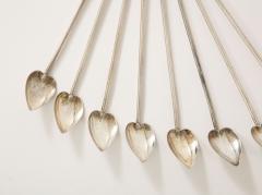 8 Sterling Silver Cocktail Heart Shaped Spoons Straws - 3425306