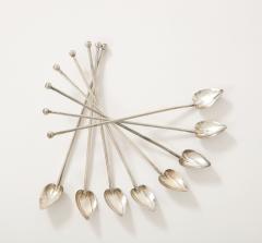 8 Sterling Silver Cocktail Heart Shaped Spoons Straws - 3425307