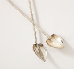 8 Sterling Silver Cocktail Heart Shaped Spoons Straws - 3425311