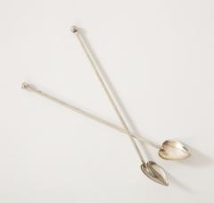 8 Sterling Silver Cocktail Heart Shaped Spoons Straws - 3425312