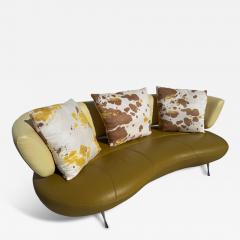 80 Leolux Kikko Style Biomorphic Shaped Leather Sofa - 4454643