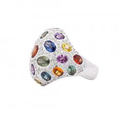 9 31 CTTW Mixed Color Sapphire Amethyst Garnet Diamond Cluster Ring - 3696380