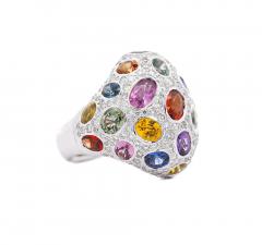 9 31 CTTW Mixed Color Sapphire Amethyst Garnet Diamond Cluster Ring - 3696401