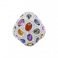 9 31 CTTW Mixed Color Sapphire Amethyst Garnet Diamond Cluster Ring - 3699220