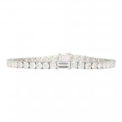 9 5 Carat Round Emerald Cut Center Lab Diamond Tennis Bracelet in 18K - 3709284