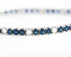 9 Carat Natural Blue Sapphire and Diamond Tennis Bracelet - 3512833