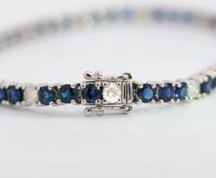 9 Carat Natural Blue Sapphire and Diamond Tennis Bracelet - 3512834