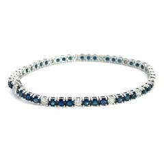 9 Carat Natural Blue Sapphire and Diamond Tennis Bracelet - 3573821
