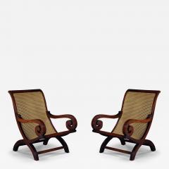 9353 A LARGE PAIR OF POSSIBLY GONCALO ALVES X FORM ARMCHAIRS - 3571431
