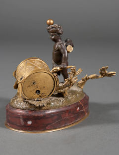 A 19TH CENTURY FRENCH GILT BRONZE ROUGE MARBLE DESK CLOCK INKWELL - 3538120