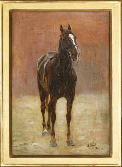 A 19TH CENTURY FRENCH SCHOOL STUDY OF A HORSE OIL ON CANVAS ON BOARD - 4598528