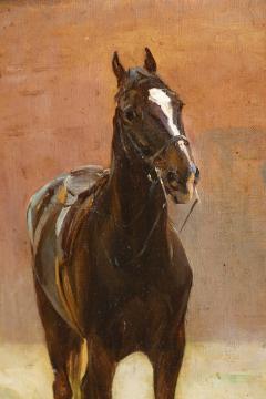 A 19TH CENTURY FRENCH SCHOOL STUDY OF A HORSE OIL ON CANVAS ON BOARD - 4598532