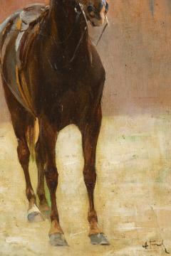 A 19TH CENTURY FRENCH SCHOOL STUDY OF A HORSE OIL ON CANVAS ON BOARD - 4598533