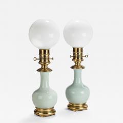 A 19th C pair of porcelain and ormolu mounted oil lamps by Gagneau French - 1161066