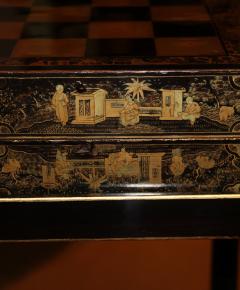 A 19th Century English Import Chinoiserie Black Lacquer Games or Cocktail Table - 3656885