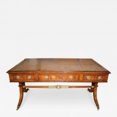 A 19th Century English Regency Burl Elmwood and Parcel Gilt Partners Desk - 3662335