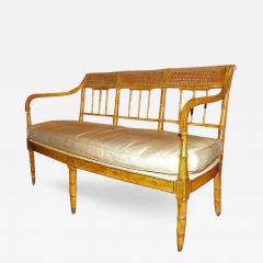 A 19th Century English Regency Caned Polychrome and Faux Bamboo Settee - 3561048