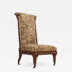 A 19th Century English spool chair mahogany with fabric upholstery - 1662190