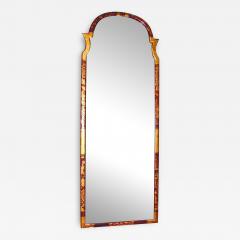 A 19th Century Queen Anne Style Red Lacquer Chinoiserie Looking Glass Mirror - 3342289