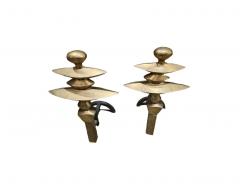 A 20th Century pair of Brass Giacometti Chenets Andirons - 3902686