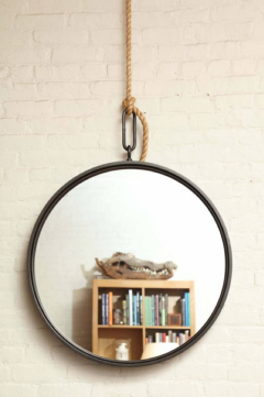 A 30 5 Patinated Steel Circular Pendant Mirror - 271389