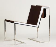 A Bauhaus minimal inspired leather and stainless steel chair contemporary - 2238368