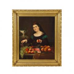 A Beautiful Oil on Canvas Portrait Painting of a Fruit Seller 19th Century - 1317458
