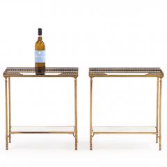 A Beautiful Pair of French Brass and Mirrored Tables in the manner of Jansen - 4734503