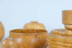 A Beautiful Set of 9 Unique Curly Birch Cases and Bowls Finland 20th Century - 4230315