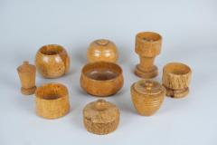 A Beautiful Set of 9 Unique Curly Birch Cases and Bowls Finland 20th Century - 4230317